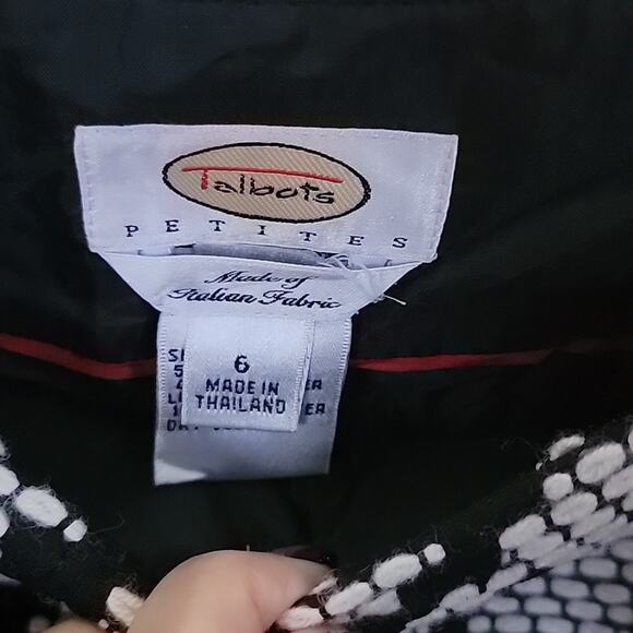 90s Vintage Black White Houndstooth Wool Blend Classic Knee Length Skirt Size 6 - Picture 2 of 5